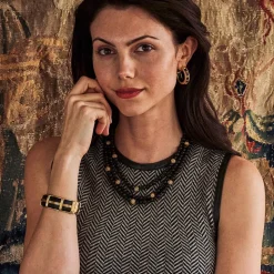 Gaia Hinged Bangle in Ebony