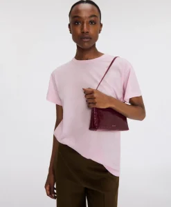 Gaia Shoulder Bag in Oxblood Croc