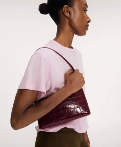 Gaia Shoulder Bag in Oxblood Croc