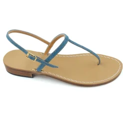 Gail Denim Leather Thong Sandal