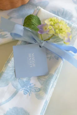 Garden Toile Napkins with Embroidered Bee, Set of 4