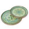 Garden View Hand-Crafted Wooden Round Trays with Enamel, Set of 2