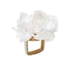 Gardenia Napkin Ring in White, Set of 4