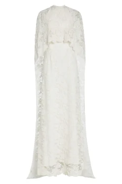 Garland Beaded White Lace Cape with Scalloped Hem