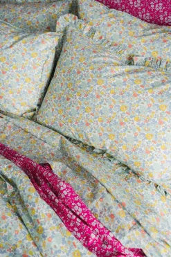 Gathered Edge Pillowcase Made With Liberty Fabric in Betsy Sage