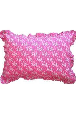 Gathered Edge Pillowcase Made With Liberty Fabric in Capel Fuchsia