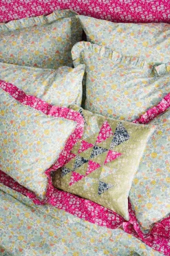 Gathered Edge Pillowcase Made With Liberty Fabric in Capel Fuchsia