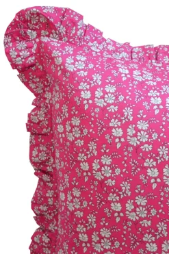 Gathered Edge Pillowcase Made With Liberty Fabric in Capel Fuchsia