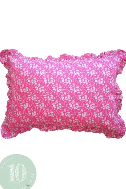 Gathered Edge Pillowcase Made With Liberty Fabric in Capel Fuchsia