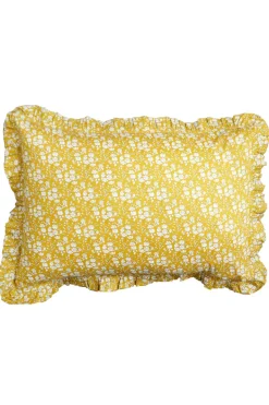 Gathered Edge Pillowcase Made With Liberty Fabric in Capel Mustard