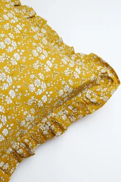 Gathered Edge Pillowcase Made With Liberty Fabric in Capel Mustard