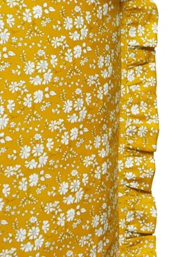 Gathered Edge Pillowcase Made With Liberty Fabric in Capel Mustard