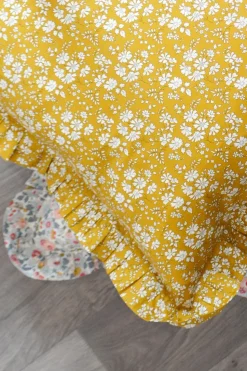 Gathered Edge Pillowcase Made With Liberty Fabric in Capel Mustard