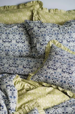 Gathered Edge Pillowcase Made With Liberty Fabric in Capel Pistachio