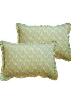 Gathered Edge Pillowcase Made With Liberty Fabric in Capel Pistachio
