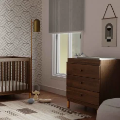 Gelato 3-Drawer Changer Dresser with Removable Changing Tray in Natural Walnut & Gold Feet