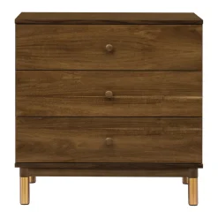 Gelato 3-Drawer Changer Dresser with Removable Changing Tray in Natural Walnut & Gold Feet