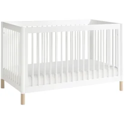 Gelato 4-in-1 Convertible Crib with Toddler Bed Conversion Kit in White & Washed Natural