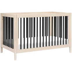 Gelato 4-in-1 Convertible Crib with Toddler Bed Conversion Kit in Washed Natural & Black