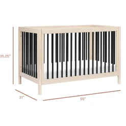 Gelato 4-in-1 Convertible Crib with Toddler Bed Conversion Kit in Washed Natural & Black