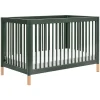 Gelato 4-in-1 Convertible Crib with Toddler Bed Conversion Kit in Forest Green with Vegan Blonde Leather Feet