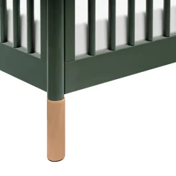 Gelato 4-in-1 Convertible Crib with Toddler Bed Conversion Kit in Forest Green with Vegan Blonde Leather Feet