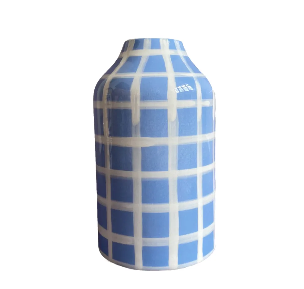 Genie in a Bottle Deco Vase & Bottle in Atlantic Blue Gingham