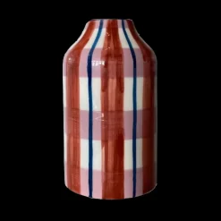 Genie In A Bottle Deco Vase In Lilac & Rust & Capri Blue Madras