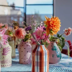 Genie In A Bottle Deco Vase In Lilac & Rust & Capri Blue Madras