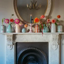 Genie In A Bottle Deco Vase In Lilac & Rust & Capri Blue Madras