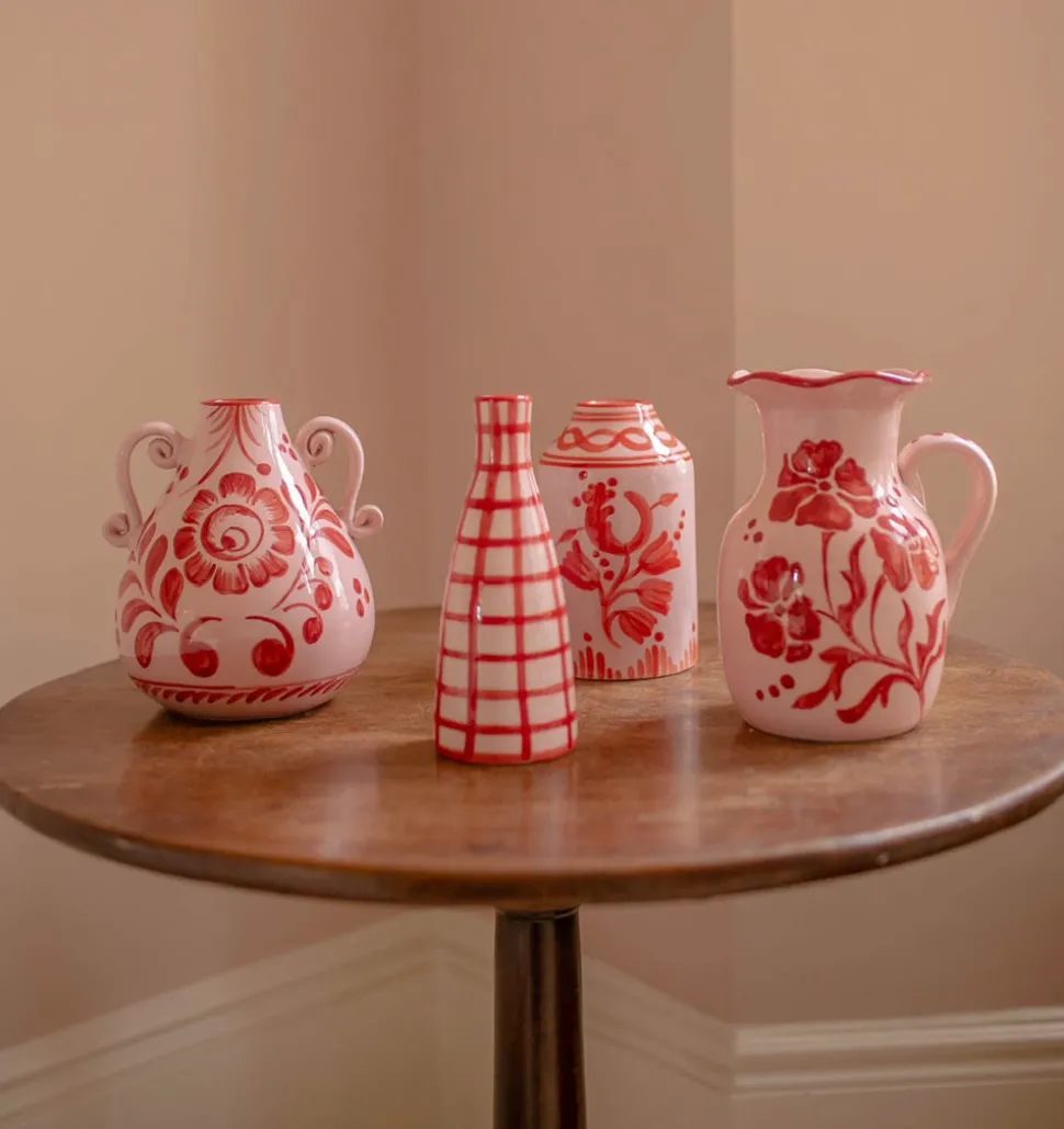 Genie in a Bottle Vase in Baby Lilac & Red Floral