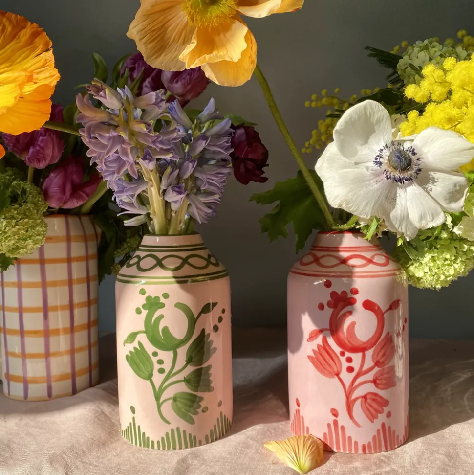 Genie in a Bottle Vase in Baby Lilac & Red Floral