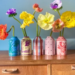 Genie in a Bottle Vase in Baby Lilac & Red Floral