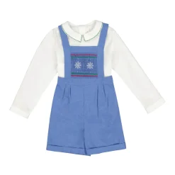 George Blue Flannel Boy Dungaree & Shirt