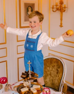 George Blue Flannel Boy Dungaree & Shirt