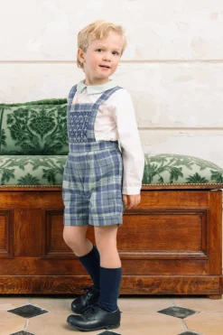 George Blue Tartan Overalls and Shirt