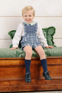 George Blue Tartan Overalls and Shirt