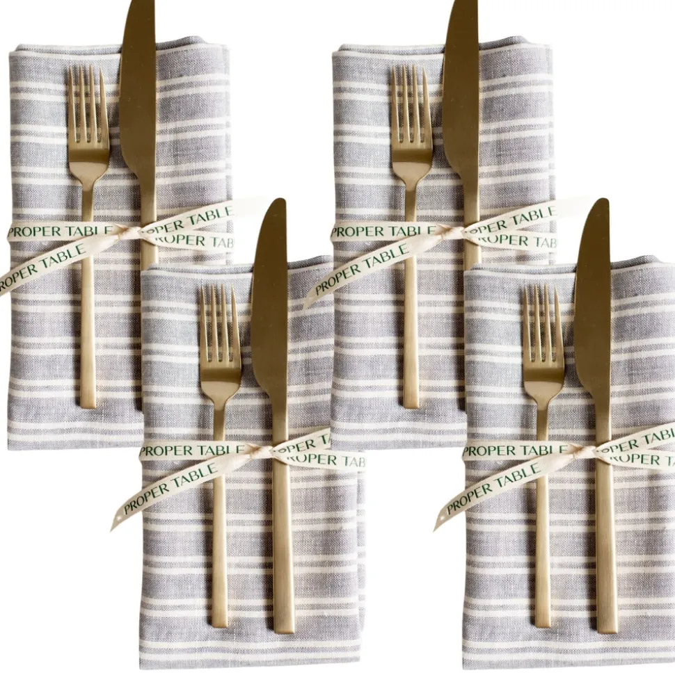 George Gray Stripe Napkin Set