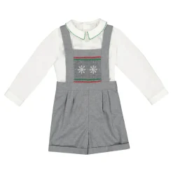 George Grey Flannel Boy Dungaree & Shirt