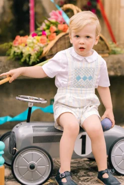 George Yellow Blue Stripe Overalls and Shirt