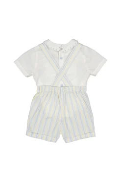 George Yellow Blue Stripe Overalls and Shirt