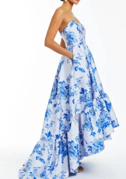 Georgiana Gown in Porcelain Blue Jacquard