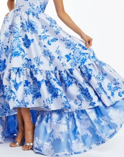 Georgiana Gown in Porcelain Blue Jacquard