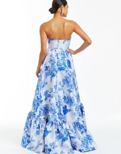 Georgiana Gown in Porcelain Blue Jacquard