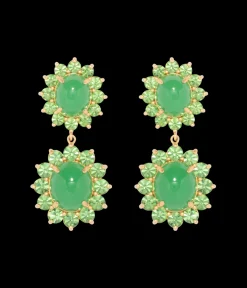 Georgie Drop Earrings in Green