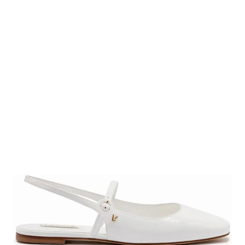 Georgina Ballet Flat in White Patent Leather