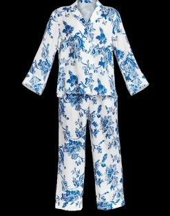 Gigi Chinoiserie Pajama Set in Blue & Ivory Porcelain