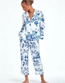 Gigi Chinoiserie Pajama Set in Blue & Ivory Porcelain