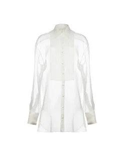 Gigi Tuxedo Shirt in White Organza