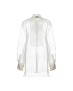 Gigi Tuxedo Shirt in White Organza